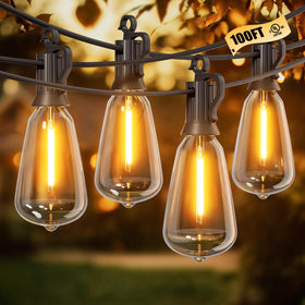 Brightown 100ft outdoor string lights illuminate large outdoor areas