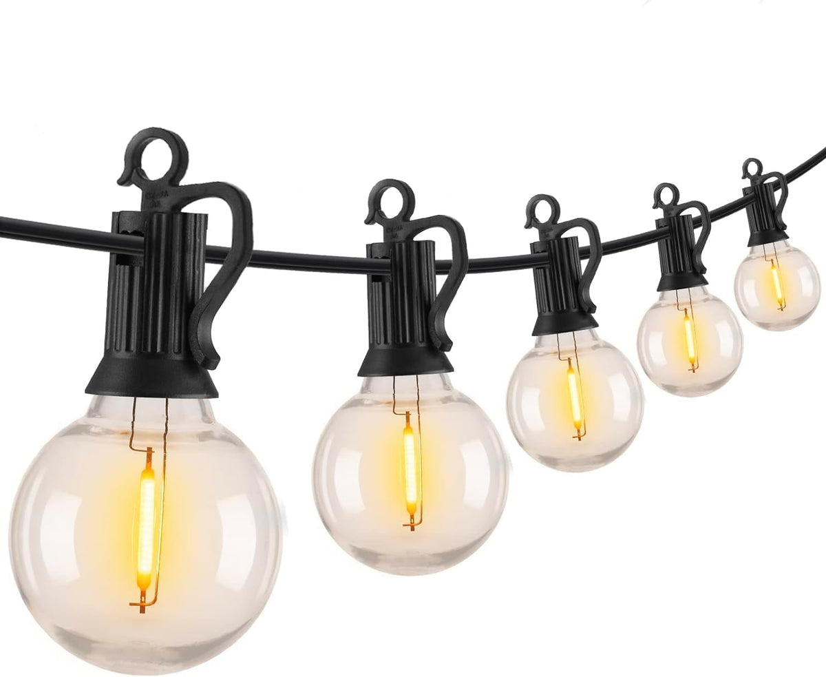 Brightown outdoor string lights 100ft with 50+2 G40 bulbs for expansive backyard ambience