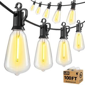 Brightown 100ft outdoor string lights illuminate patios safely and efficiently.