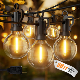 Brightown 50ft connectable outdoor string lights for flexible decorating.