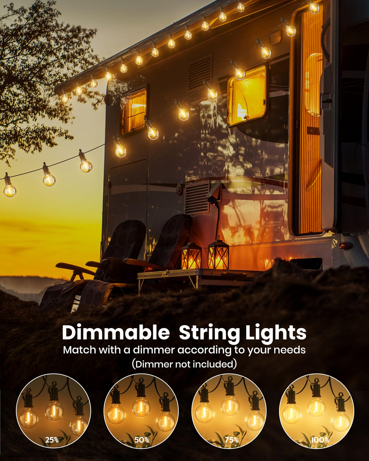 Brightown outdoor string lights IP65 rating withstands rain and wind