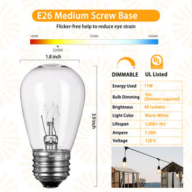 Brightown S14 clear-glass bulb with visible filament for crisp lighting.