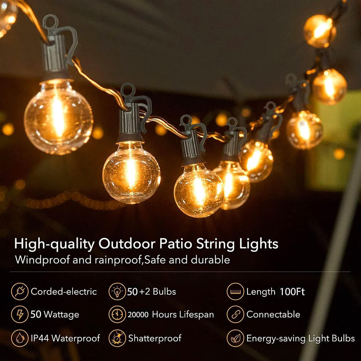 Brightown shatterproof plastic bulbs reduce risk of breakage during outdoor gatherings