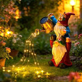 Brightown solar gnome garden statue glows softly to illuminate outdoor spaces.