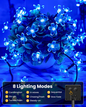 Brightown solar LED outdoor string lights 52ft for warm ambiance.