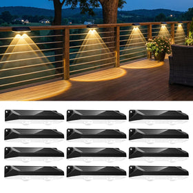 Brightown solar lights on fence illuminate outdoor spaces with even coverage.