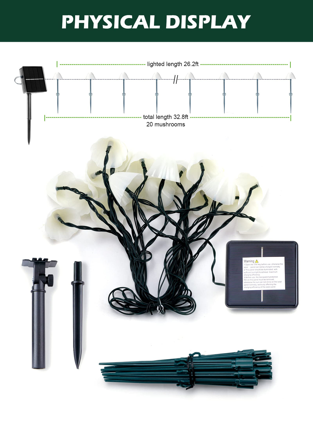 Brightown mushroom string lights ideal for balcony, terrace, or tent decoration and events.