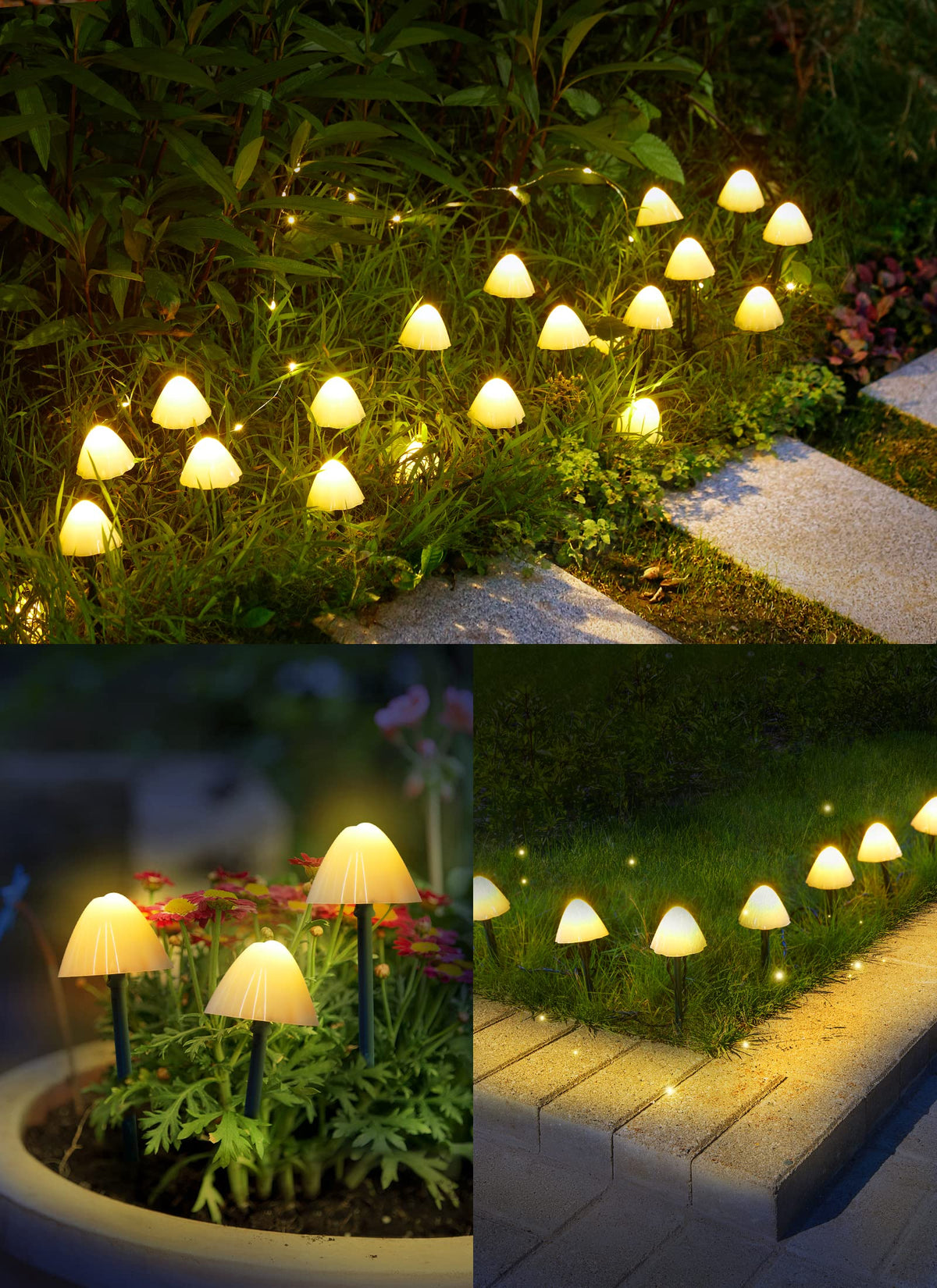 Brightown mushroom decor lights feature IP65 waterproof design for year-round garden charm.