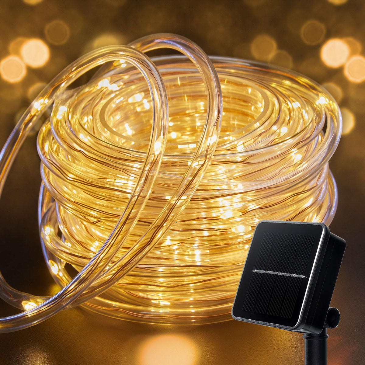 Brightown solar rope lights along 72ft enhance outdoor ambiance with energy efficiency.