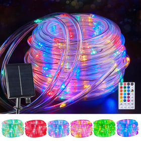 Brightown solar rope lights outdoor 39ft illuminate patios with a warm, inviting glow.