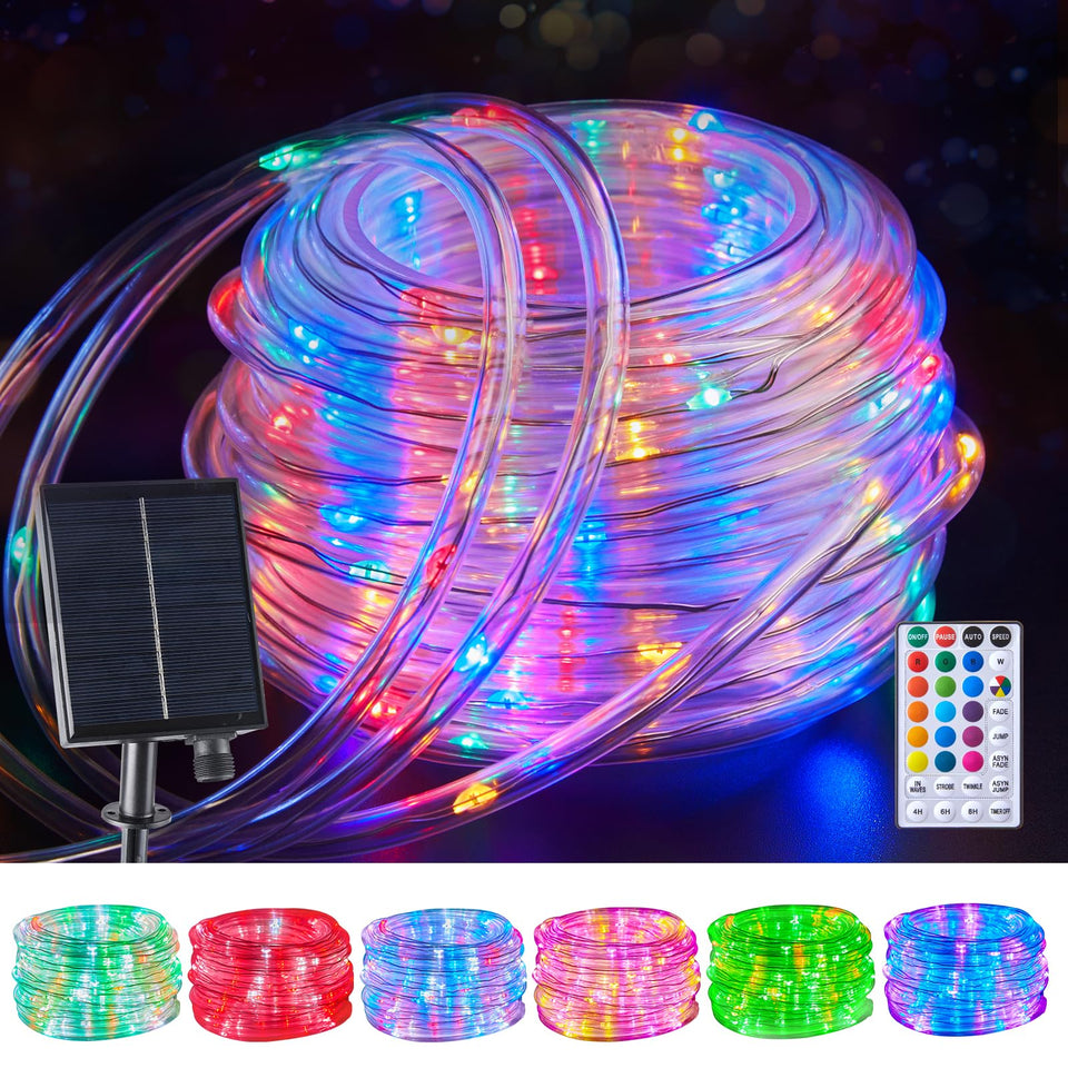 Brightown solar rope lights outdoor 39ft illuminate patios with a warm, inviting glow.