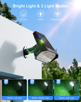 Brightown solar spot lights on wall, showing dual-installation capability.