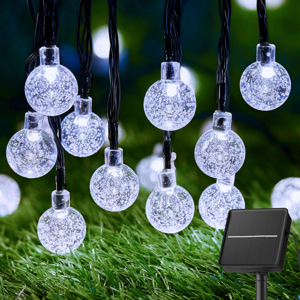Brightown solar string lights wall-mounted setup adds inviting ambiance to outdoor spaces.