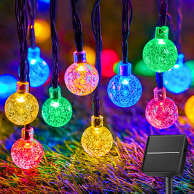 Brightown solar string lights crystal globe 60 LED for outdoor ambiance.