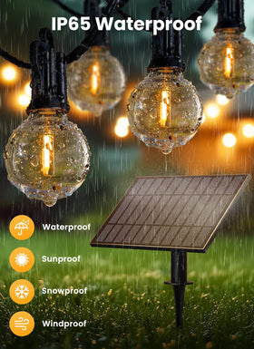 Brightown solar string lights offer dimming and timing options for evenings.