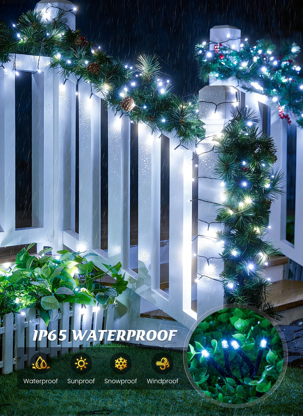 Brightown solar string lights garden-ambience for day-to-night decoration.