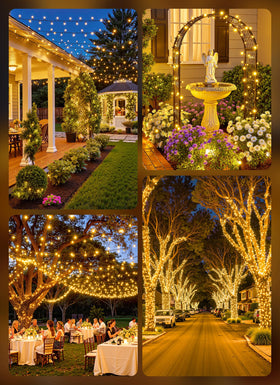 Brightown 160ft string lights cover large patios and yards