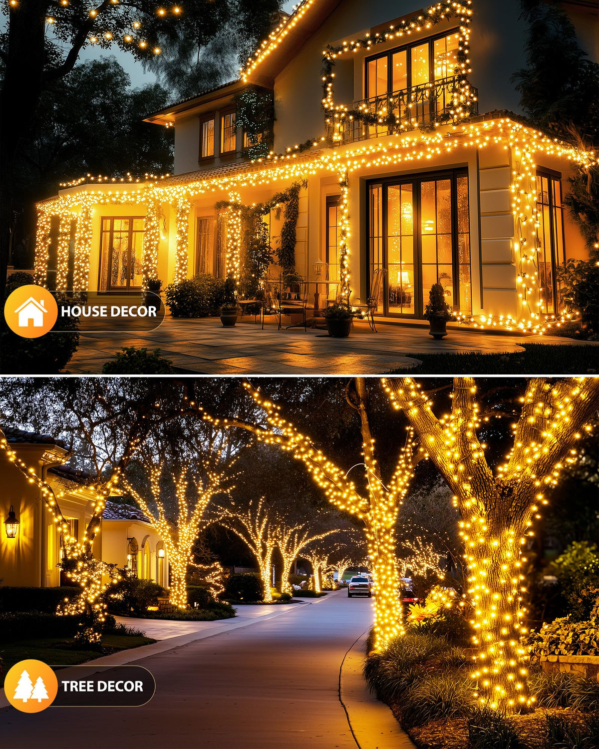 Brightown solar string lights lighting a garden walkway for safe night navigation.