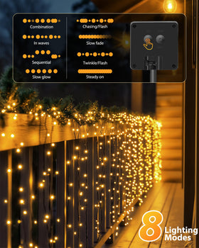 Brightown yard party setup with warm white glow for celebrations.