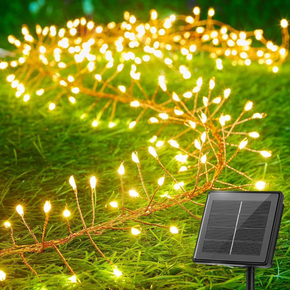 Brightown Solar String Lights outdoors at dusk for a soft ambient glow.