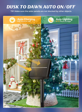 Brightown solar string lights tree-decor setup for versatile outdoor mood lighting.