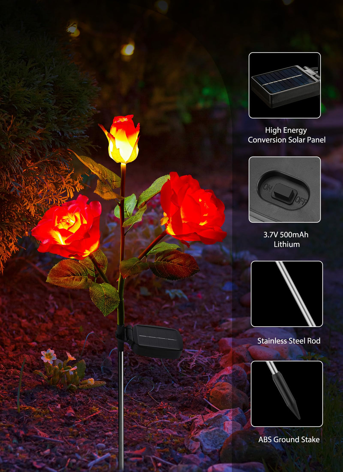 Brightown stake with bendable iron wire stems allows flexible garden styling