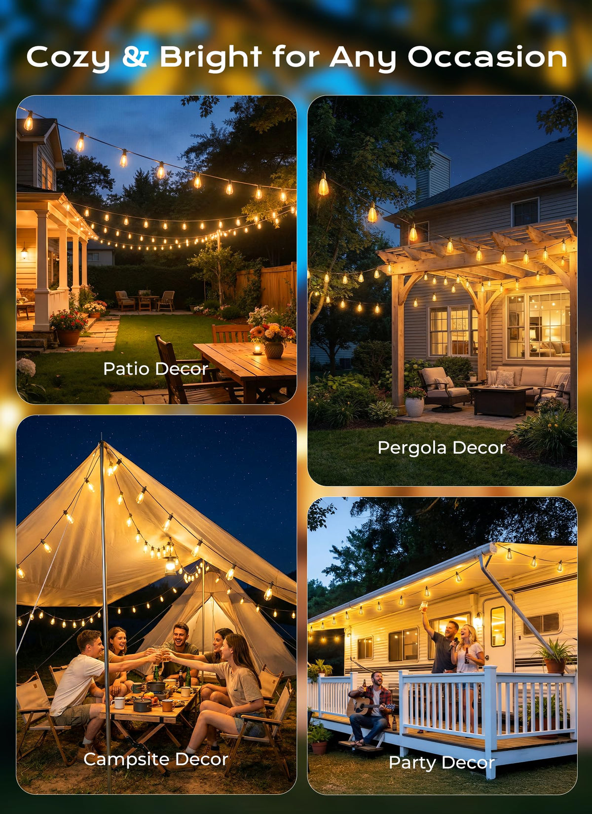 Brightown versatile decor for pergolas, fences, or tents