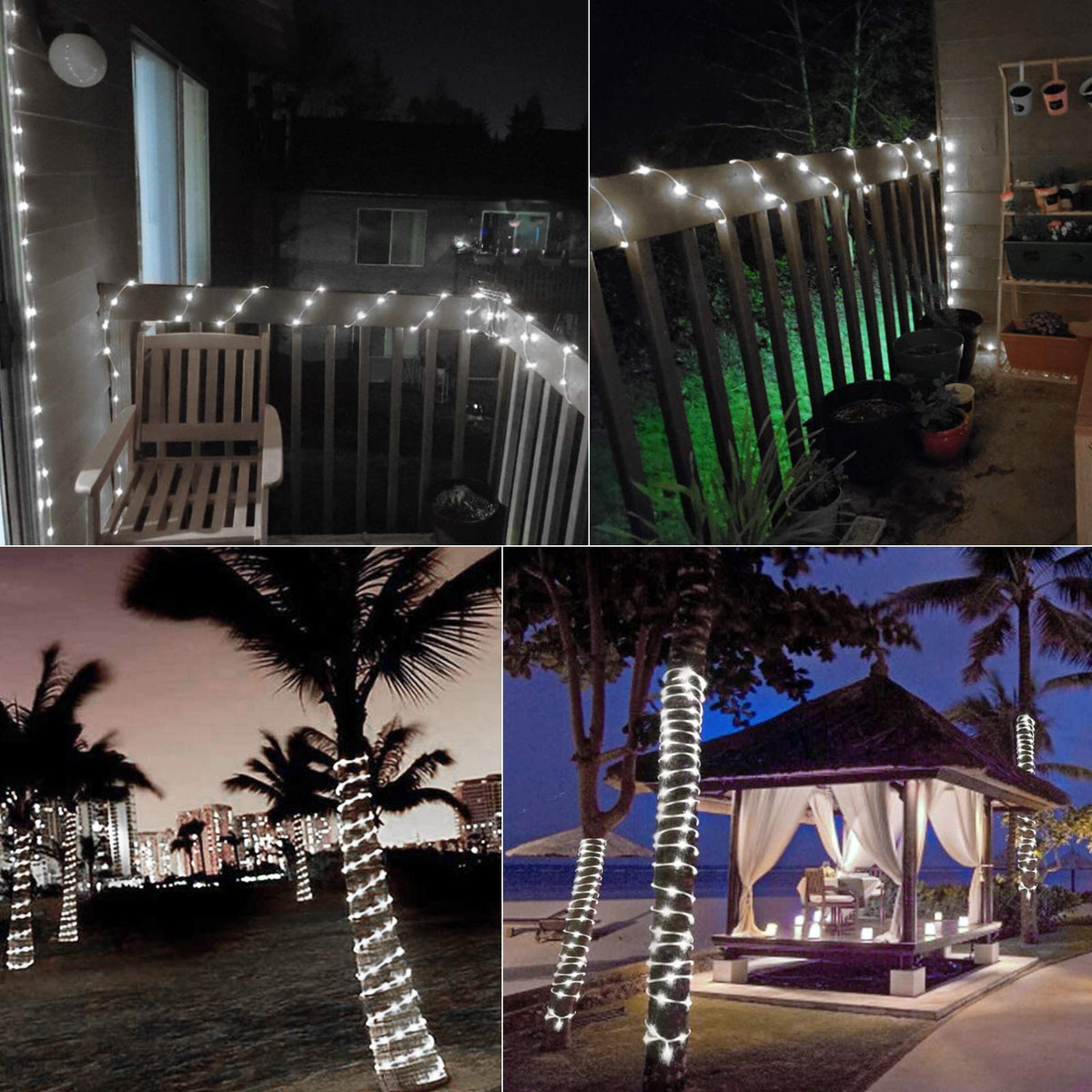 Brightown warm white solar rope lights on wall for inviting evenings