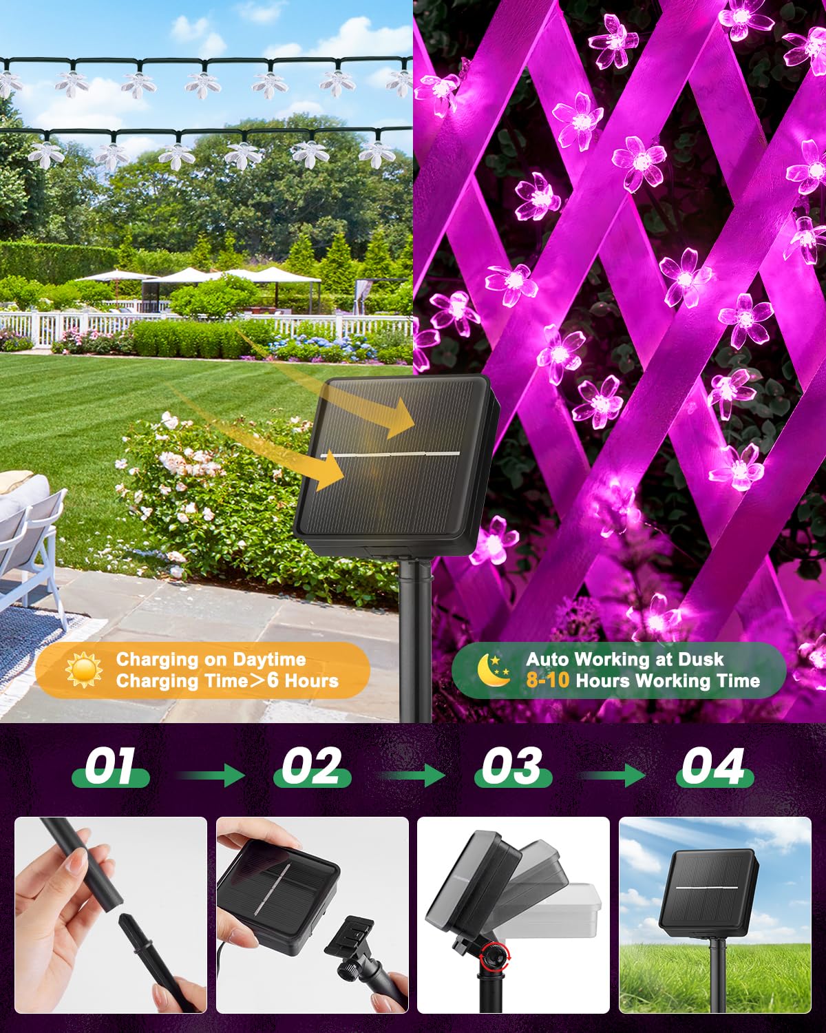 Brightown warm pink ambience lighting for garden or patio.