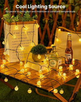 Brightown warm white globe lights create a cozy nighttime glow