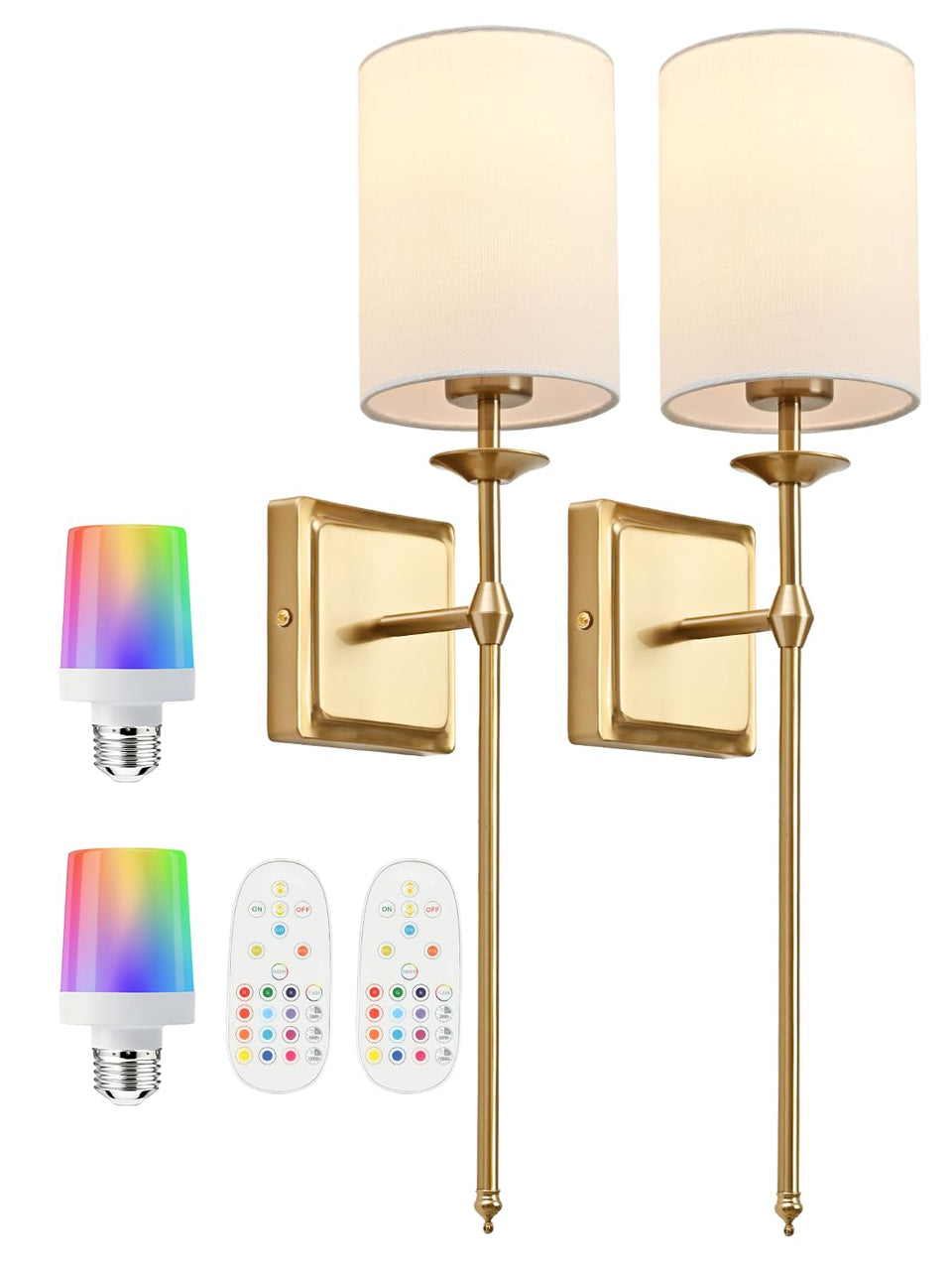 BrightWe battery-operated wall sconce pair in gold adds elegant ambient lighting.