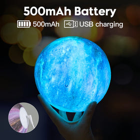 BRIGHTWORLD Moon Lamp with 16 color options creates customizable mood lighting