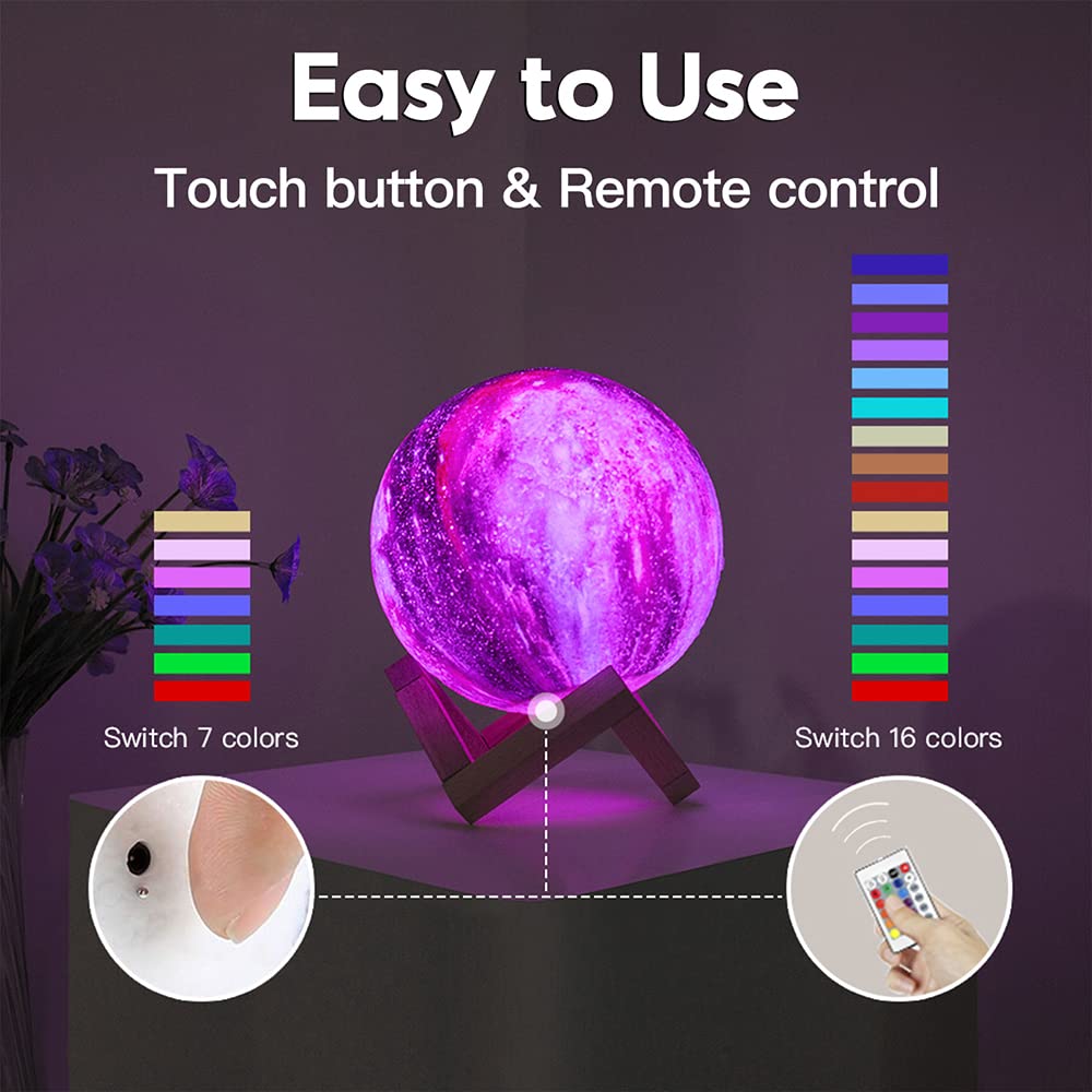 BRIGHTWORLD Moon Lamp offers remote and touch control for easy adjustments