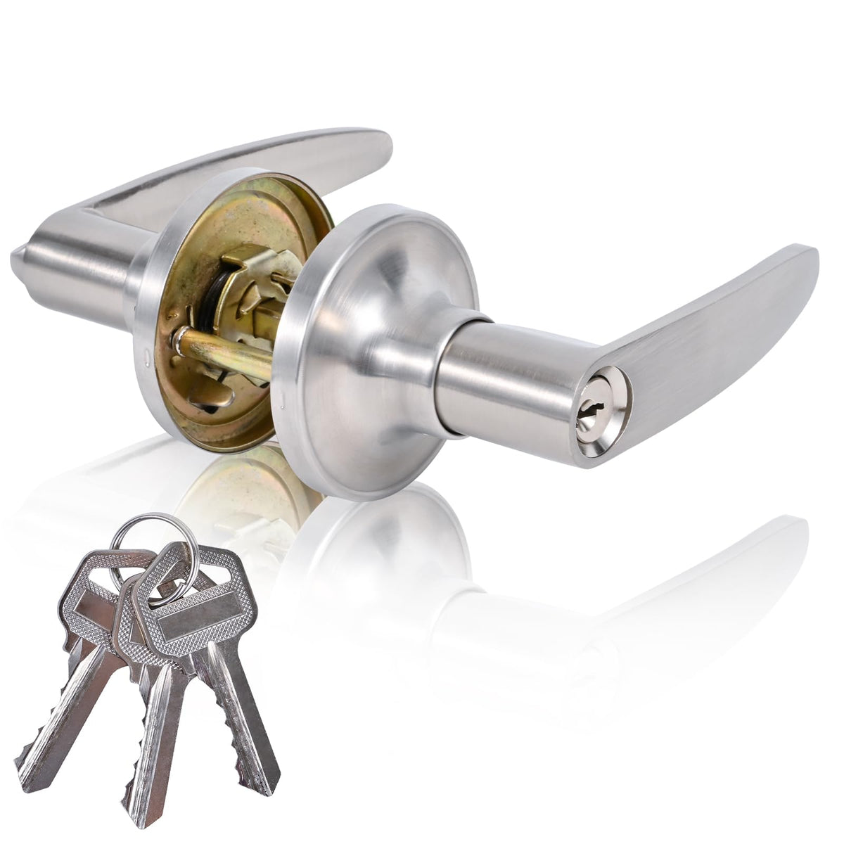 Brigligh high-security door handle close-up with lock for bedroom privacy.