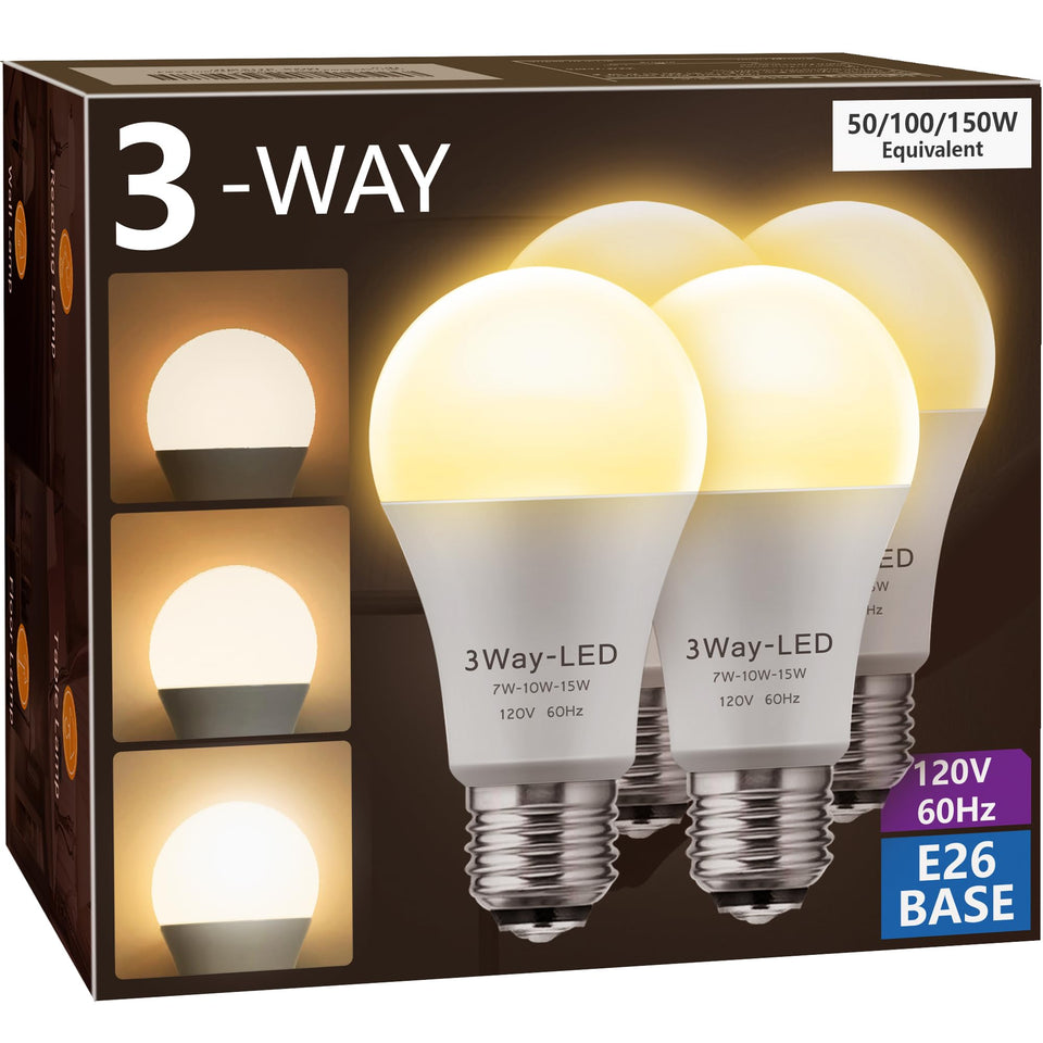 Briignite 3-way LED bulb 50W equivalent in warm 3000K illuminates a living room lamp
