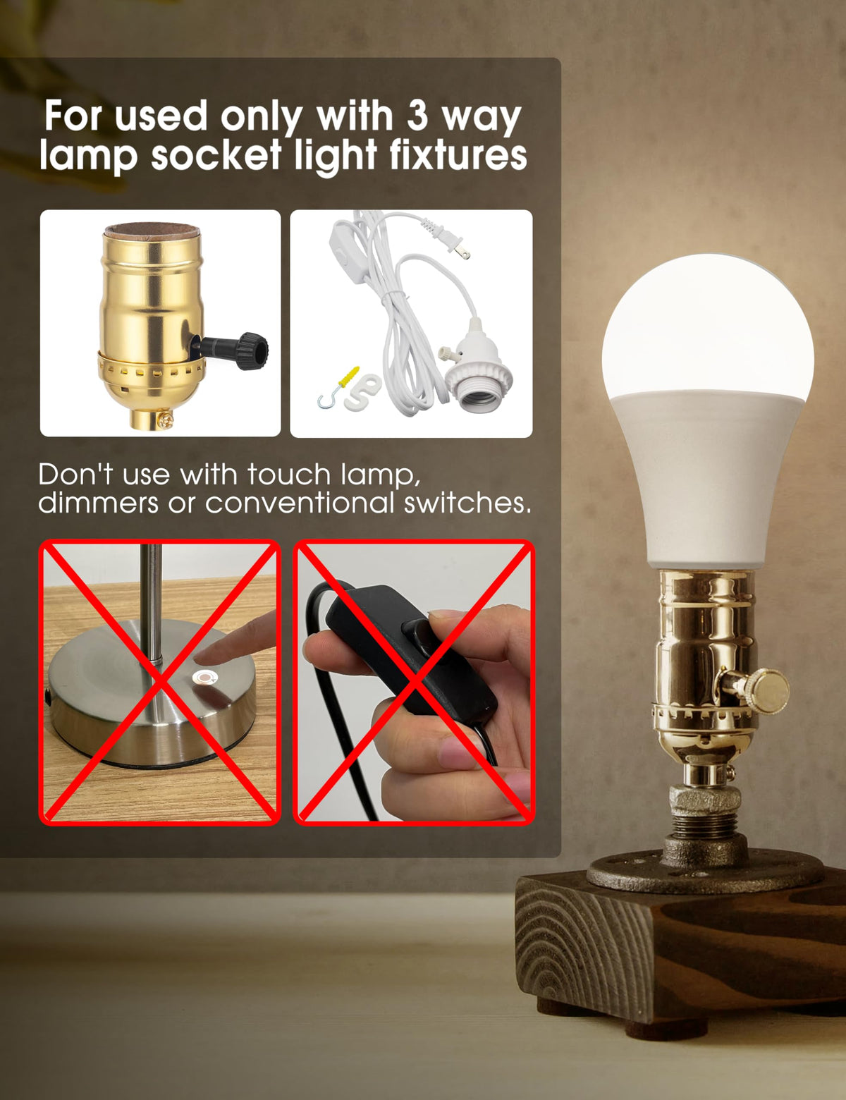 Briignite 3 Way LED bulb with 85+ CRI for accurate color rendering.