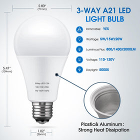 Close-up of Briignite 3-Way LED bulb E26 base for universal fit