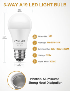 Briignite 3 Way LED bulbs turn on instantly with no warm-up needed.