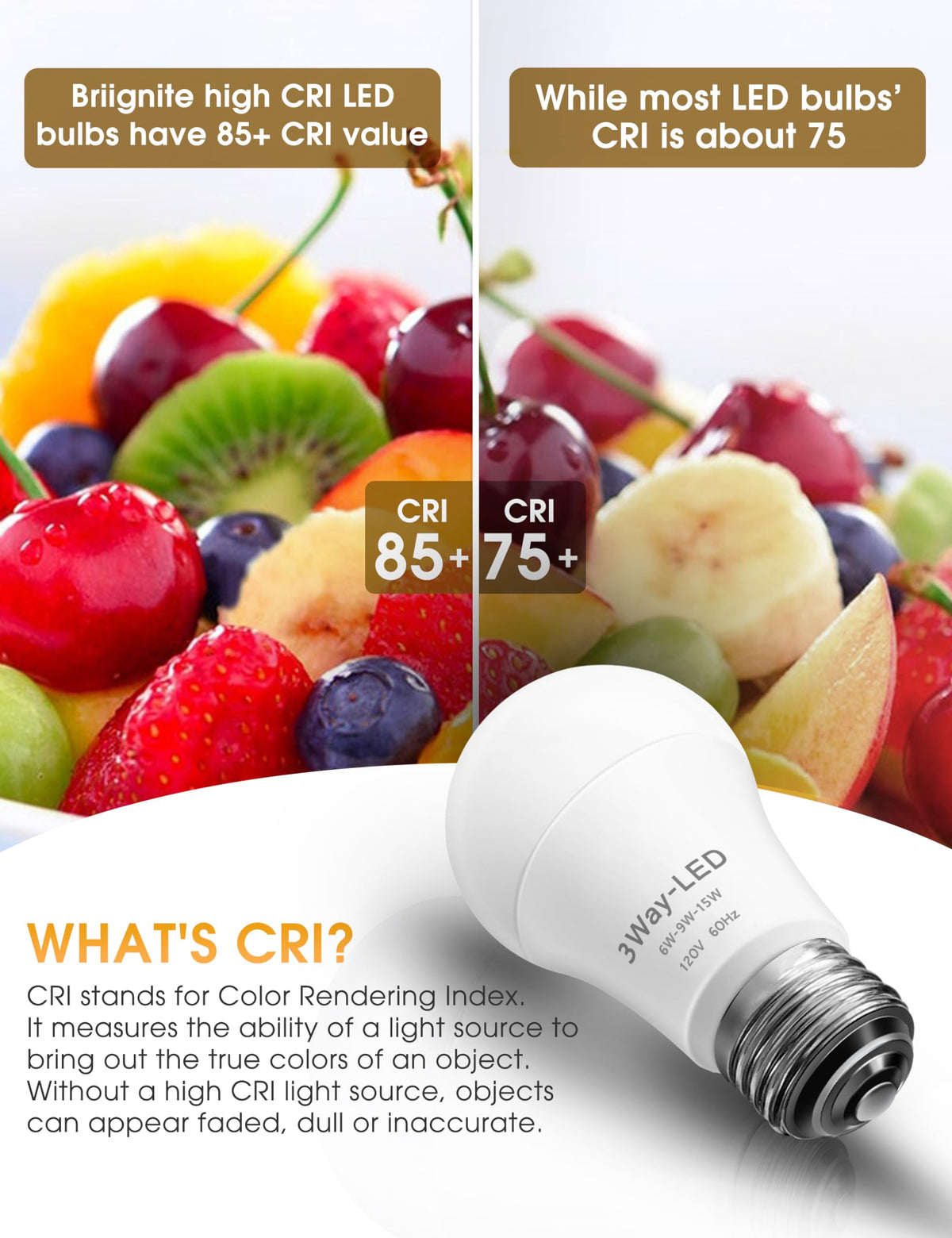 Briignite 3 Way bulbs ideal for reading lamps and desks.