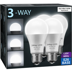 Briignite 3-Way LED bulbs front view with 5000K daylight for living spaces.