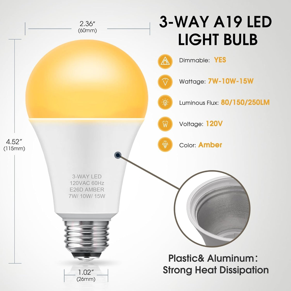 Briignite 3-way LED switch bulb shows adjustable brightness options