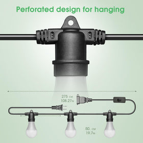 Briignite 8.86ft power cord offers flexible hanging configurations.