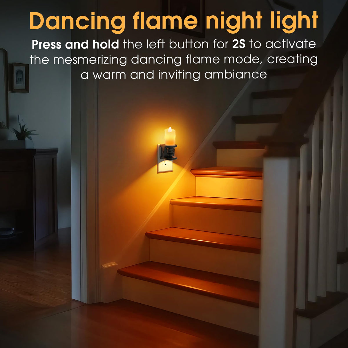 Briignite amber 1800K glow LED night light in hallway.