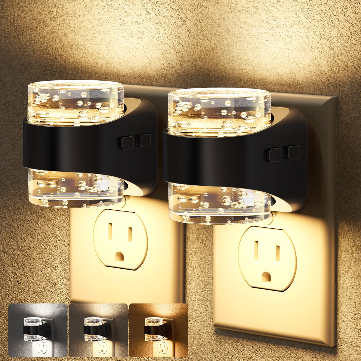 Briignite bubble night light wall plug provides soft ambient glow for nurseries and hallways.