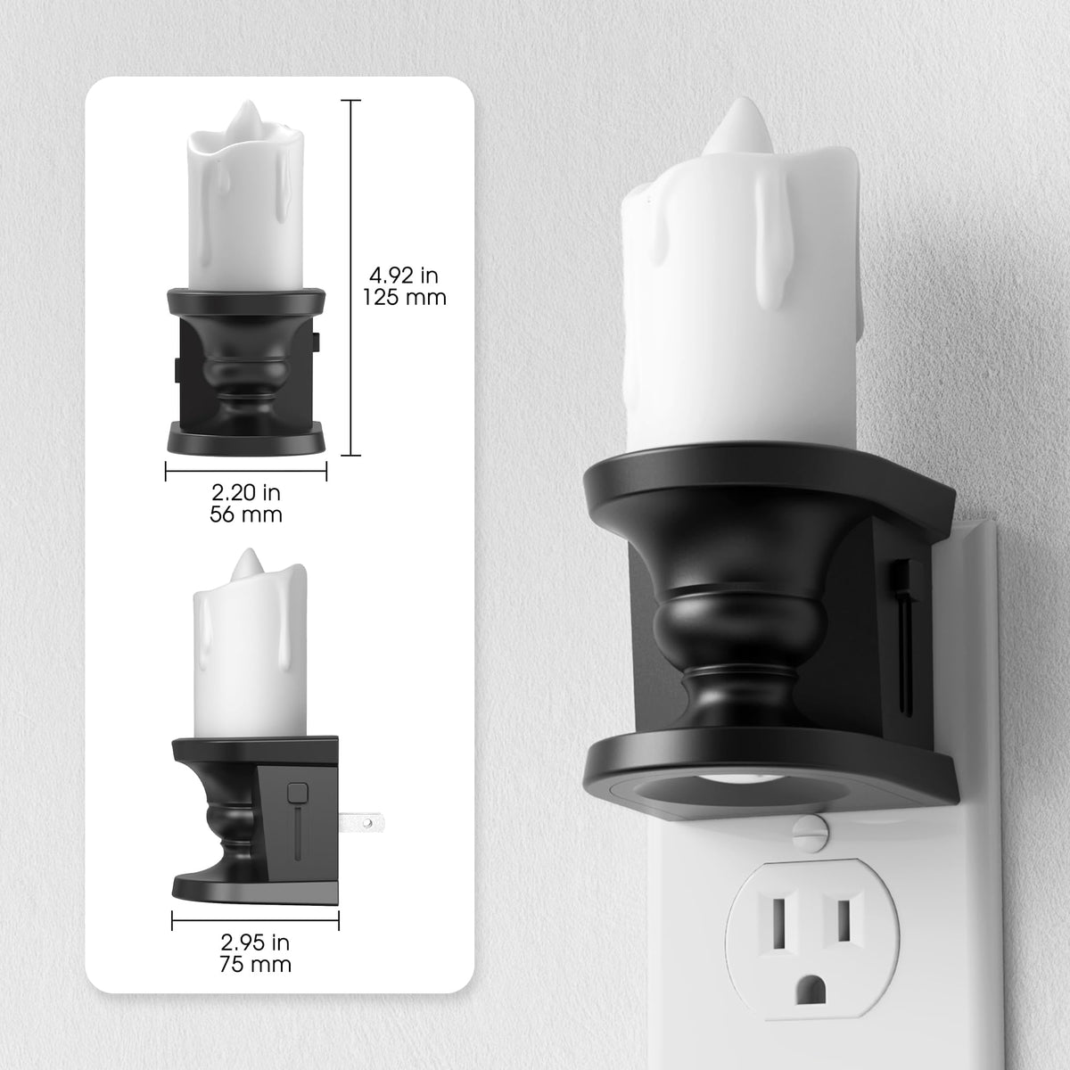 Briignite compact wall-plug night light saving outlet space.