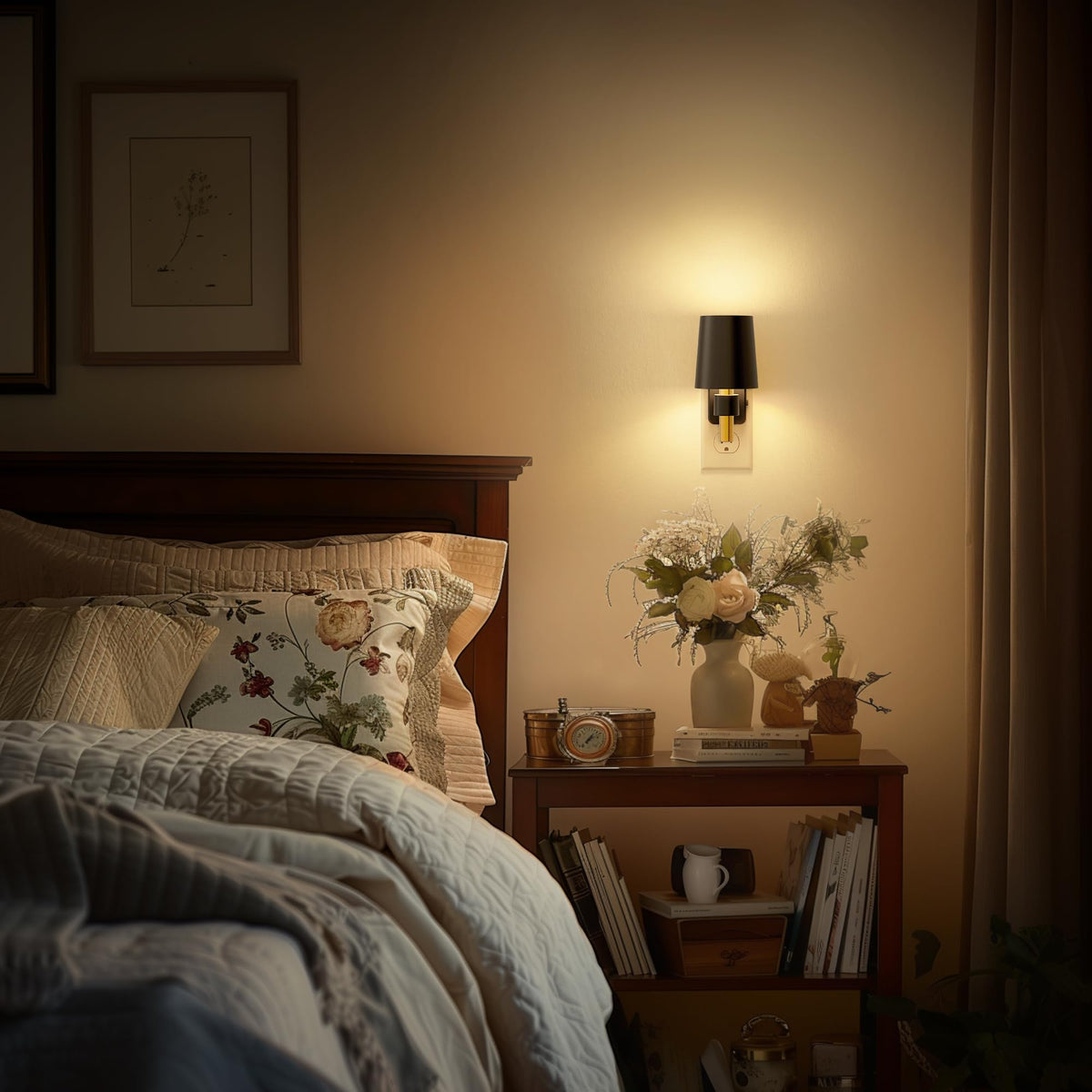 Briignite soft white 3000K night light creates cozy bedroom ambiance