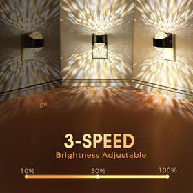 Briignite up and down projection for wide, immersive illumination.