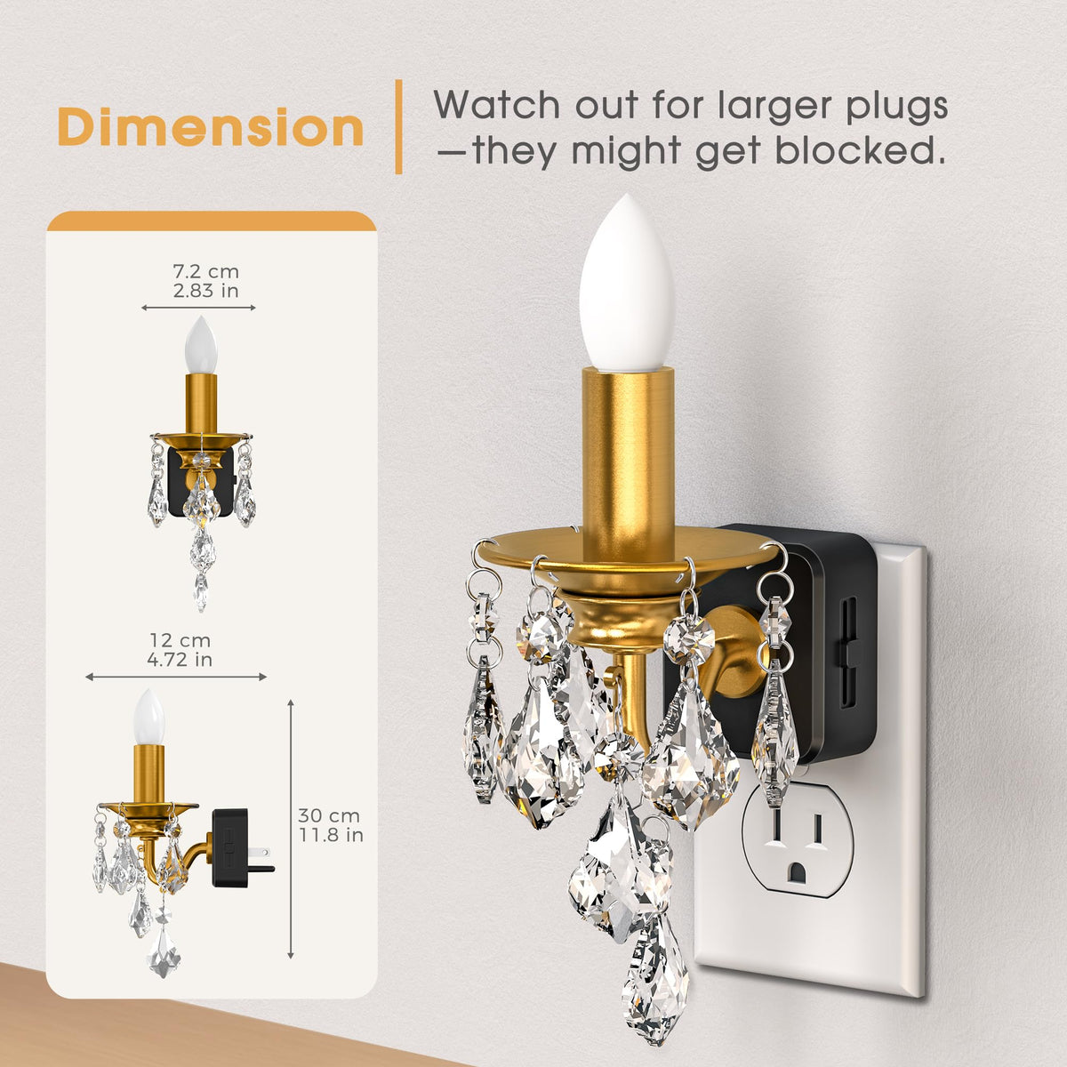 Briignite compact plug-in night light beside a bed