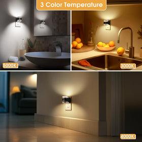 Briignite space-saving plug-in night light fits sockets without blocking others.