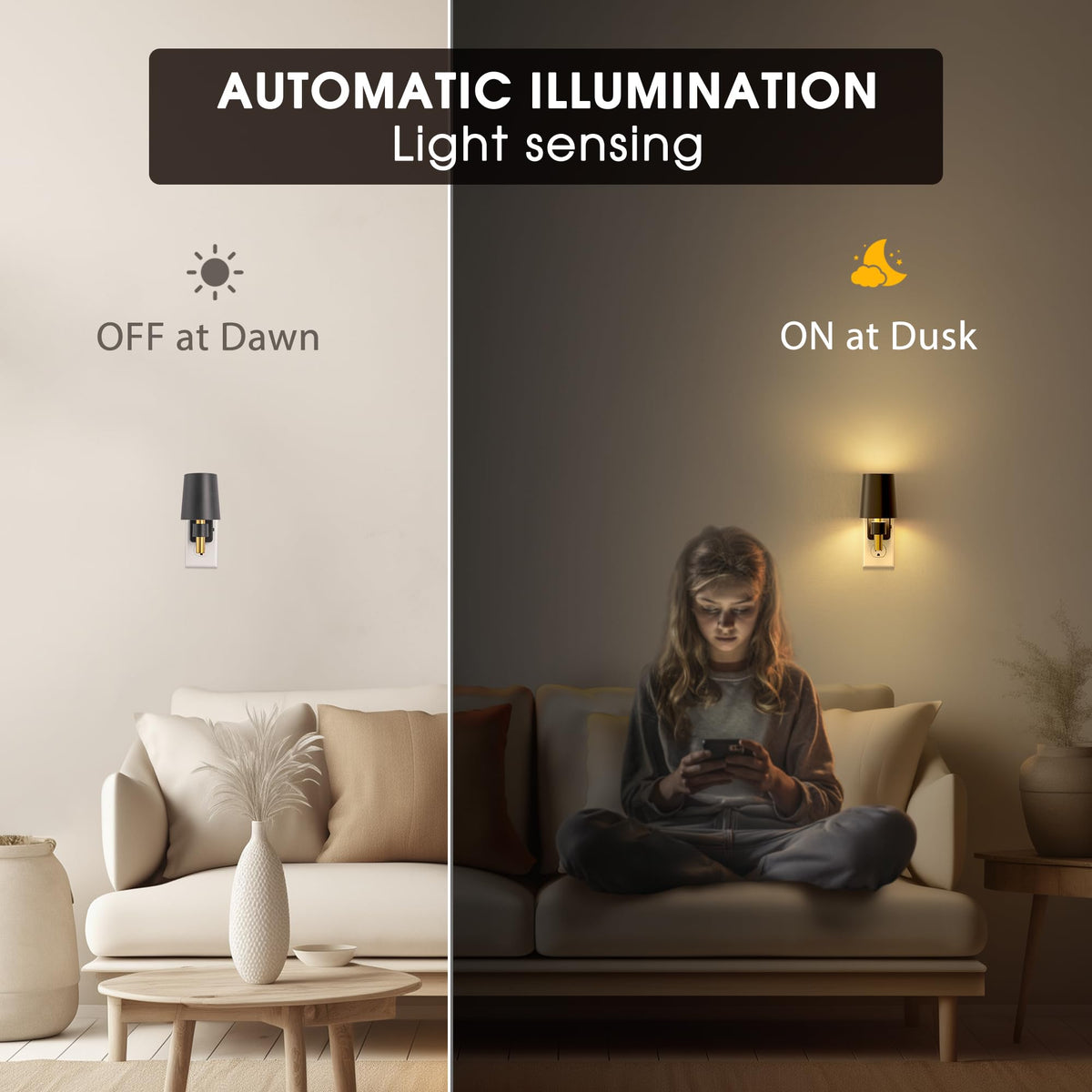 Briignite wall-plug-in night light for stairways and hallways